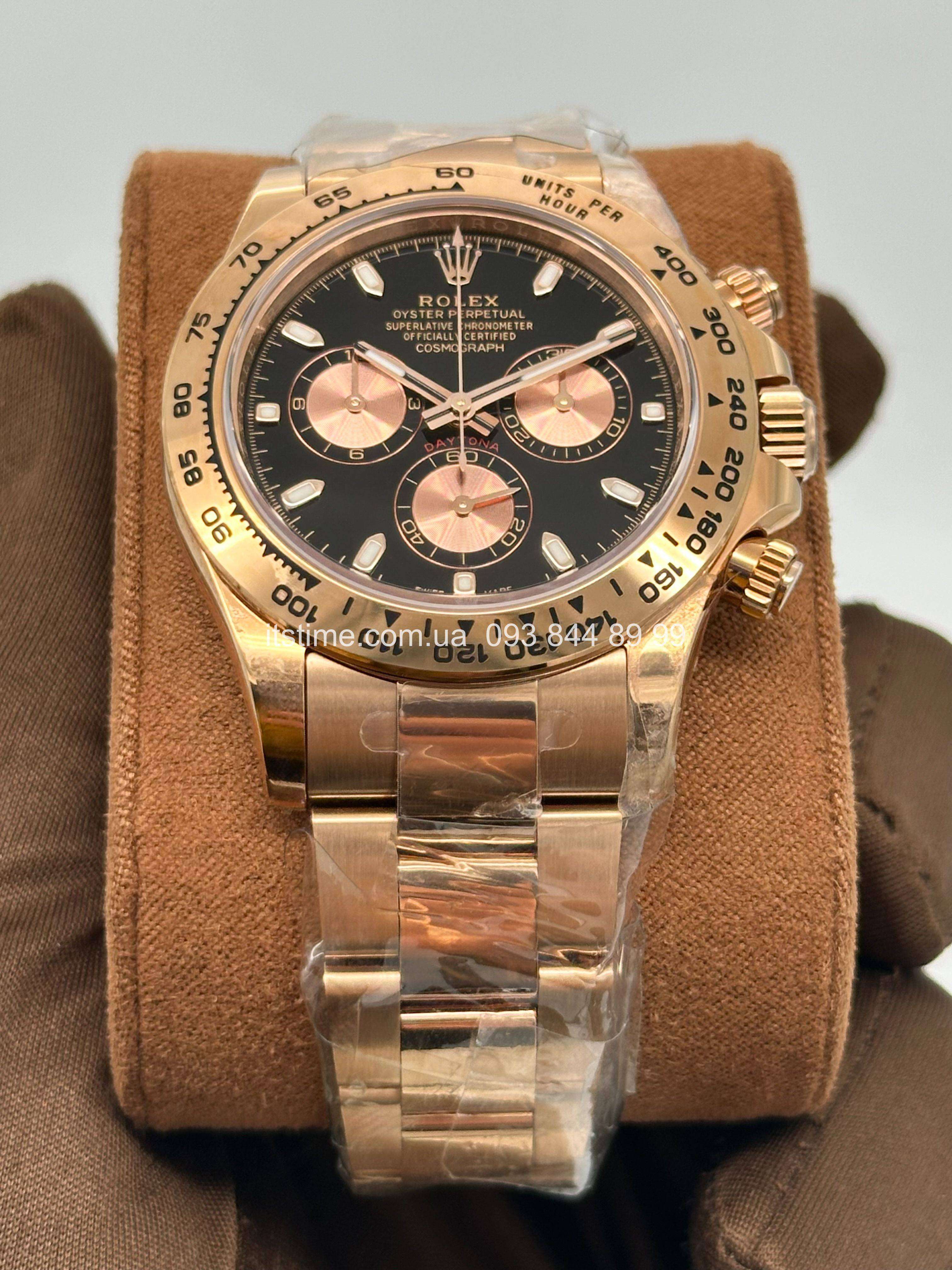 Купити годинник Топова репліка Rolex Daytona Rose Gold Black Dial