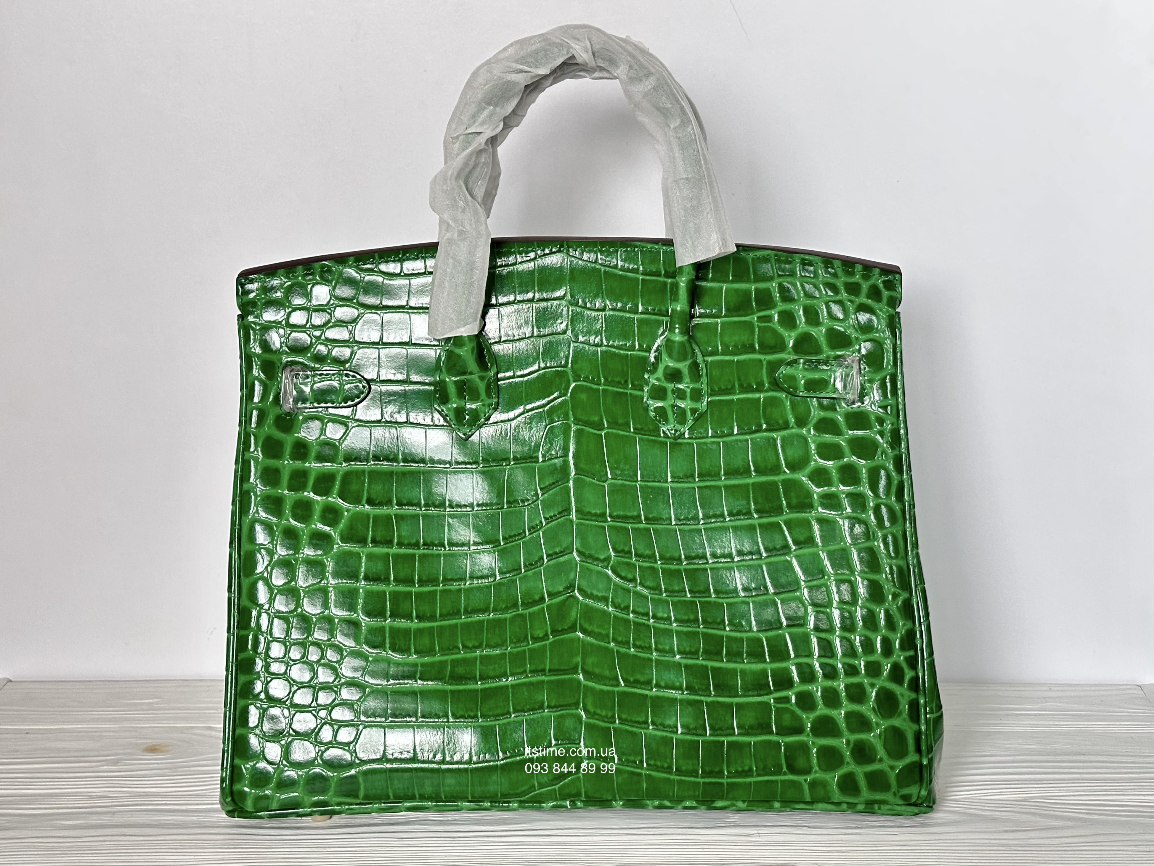 Купити модну сумку Hermes | Сумка Birkin 35 cm зелена лакова за