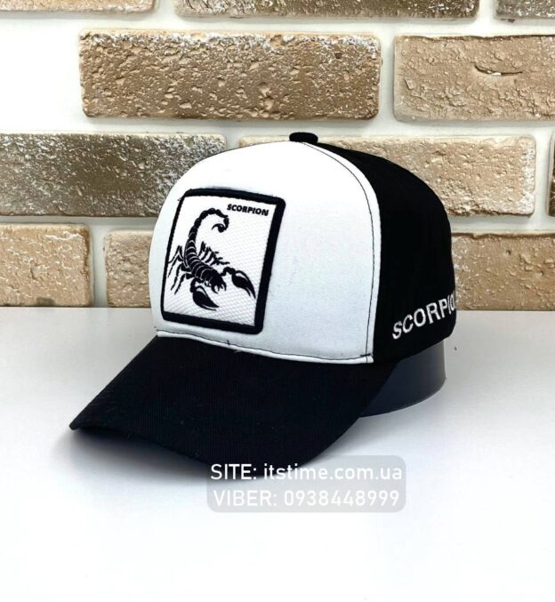 Белая черная бейсболка тракер Scorpion с принтом скорпиона :: Купити в ...