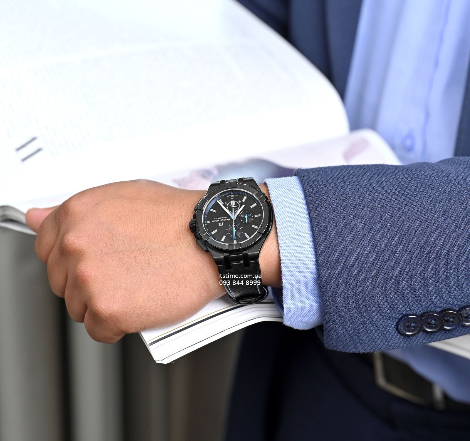 refurbished MAURICE LACROIX AIKON CHRONOGRAPH 44 mm Black Edition
