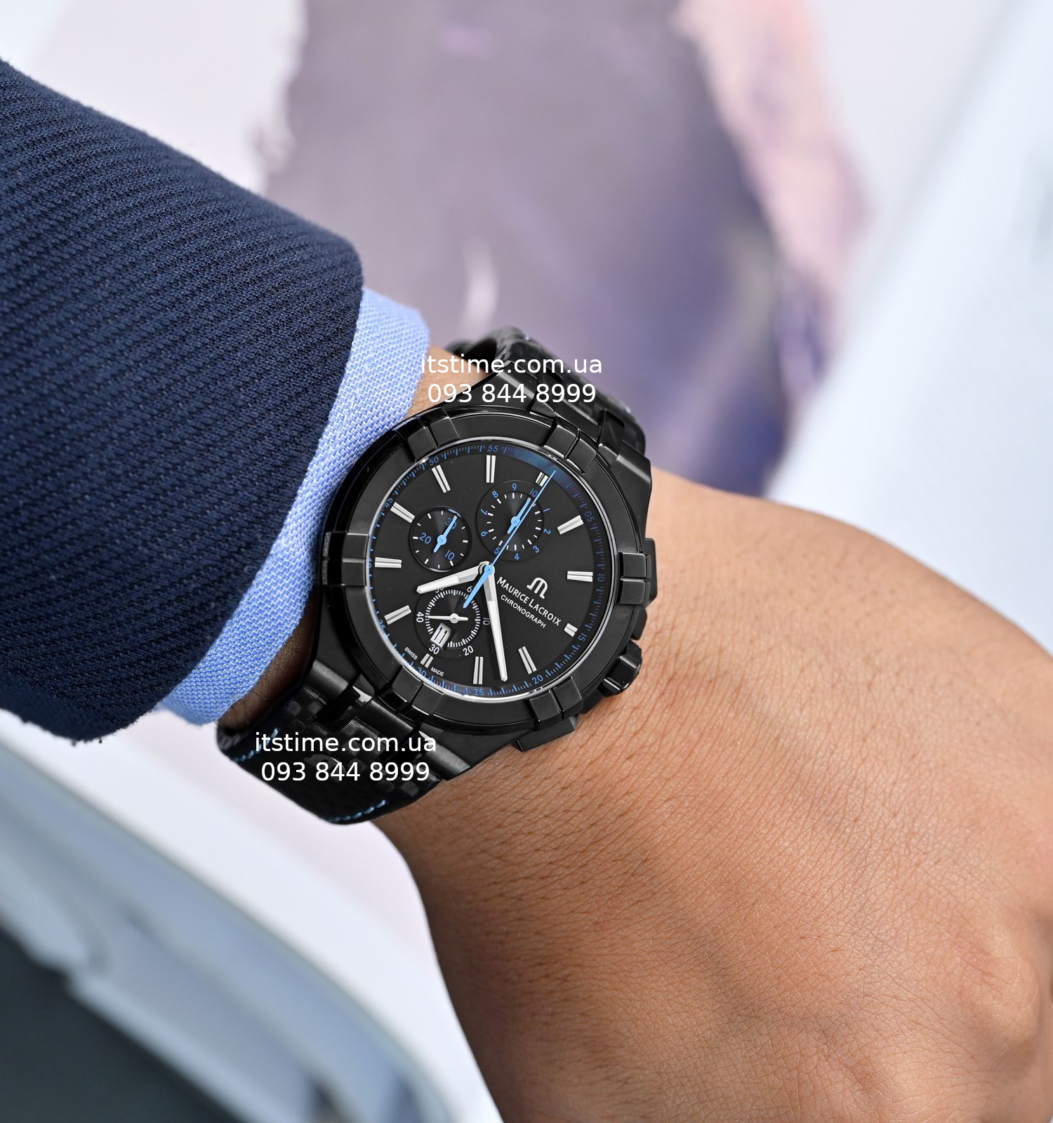 refurbished MAURICE LACROIX AIKON CHRONOGRAPH 44 mm Black Edition