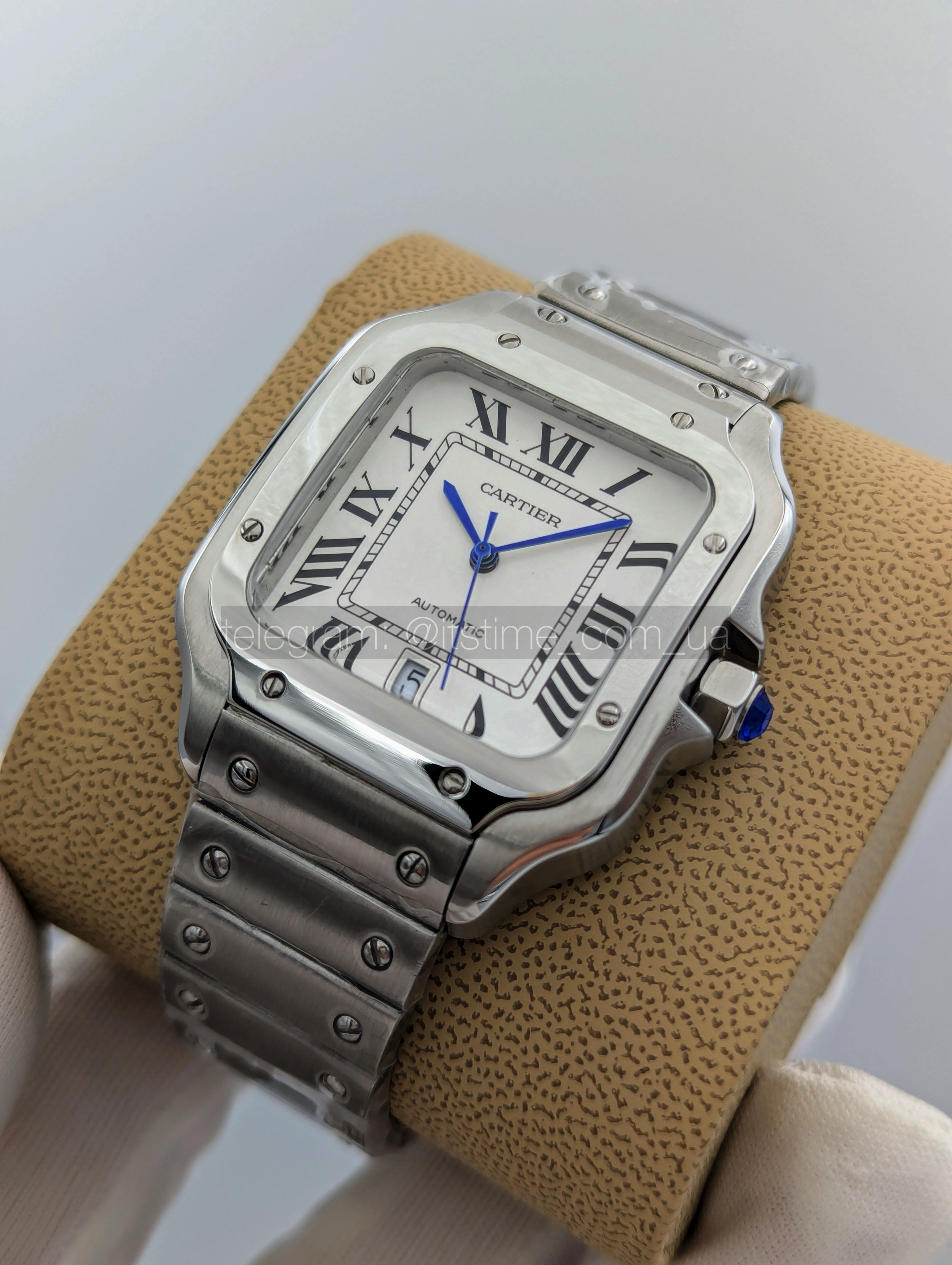 Копія AAA Cartier Santos de Cartier 40 mm Date Steel White Dial