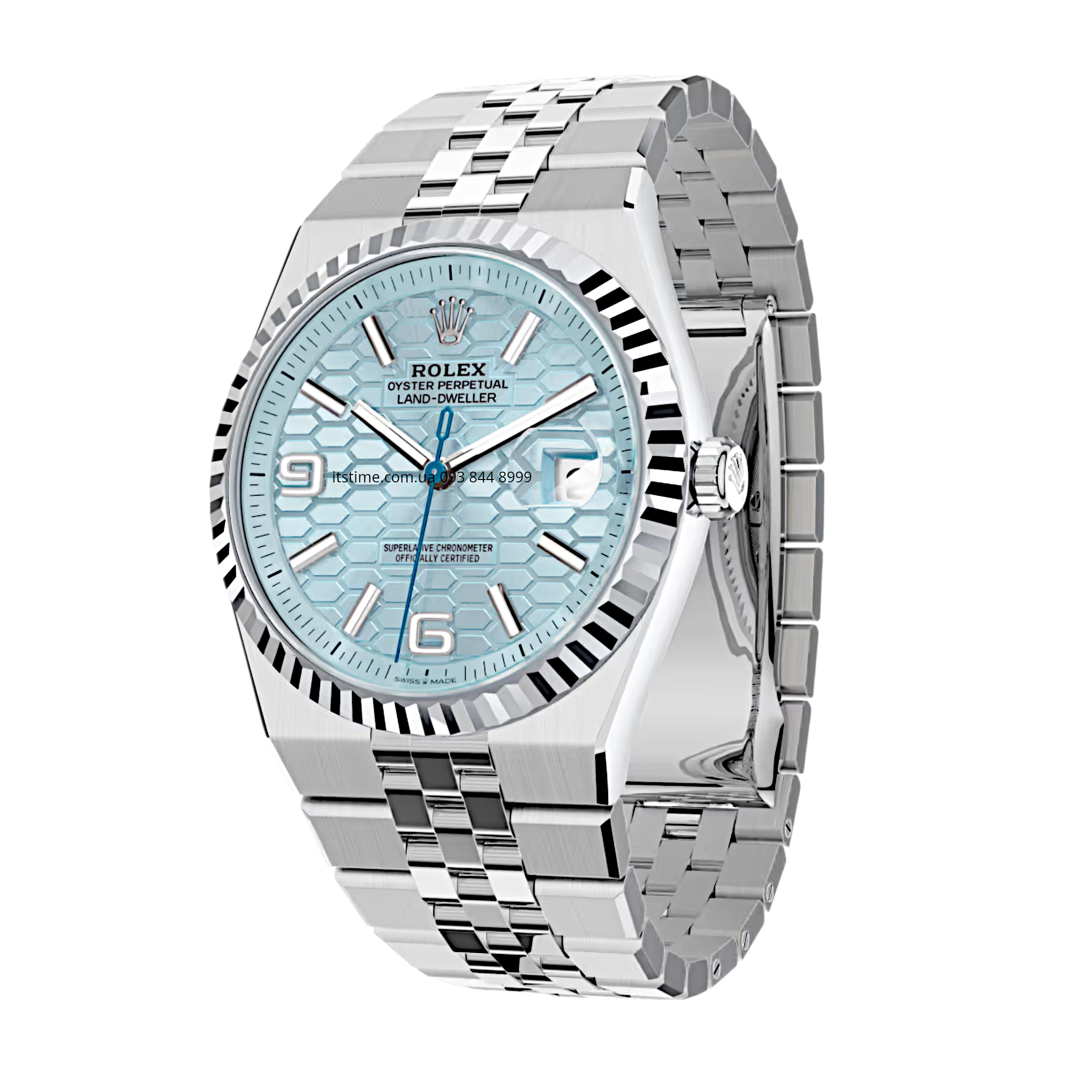 Купити годинник Суперклон Rolex Land-Dweller 40 Honeycomb Ice Blue