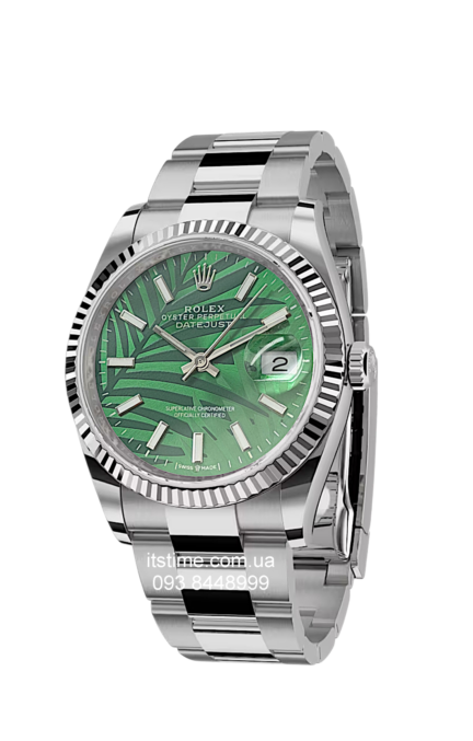 ROLEX キーホルダー シルバー 緑 Купити годинник Rolex Datejust 36 Oyster Fluted Brezel Green palm